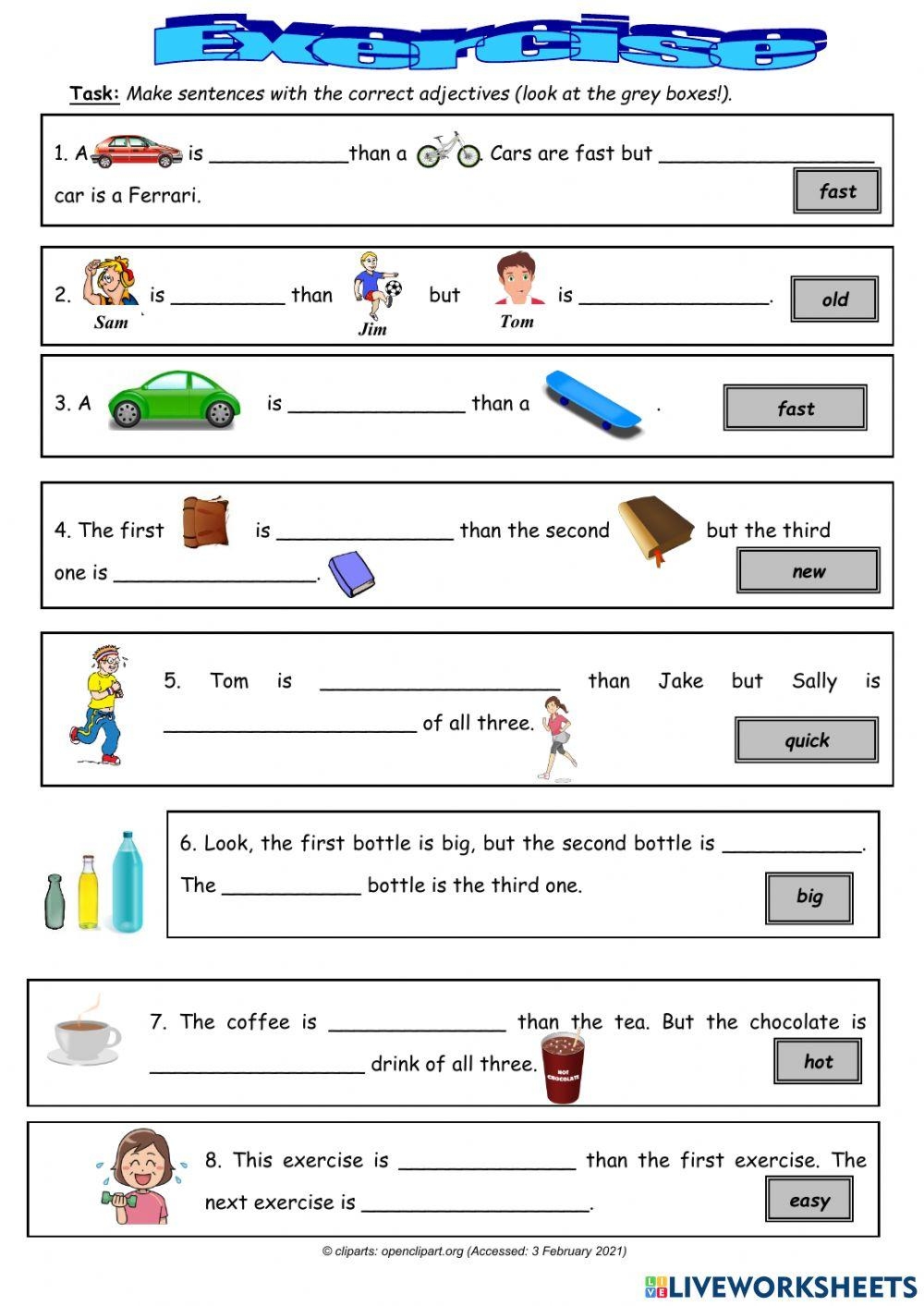 Using Adjectives With er Or est Worksheets Library