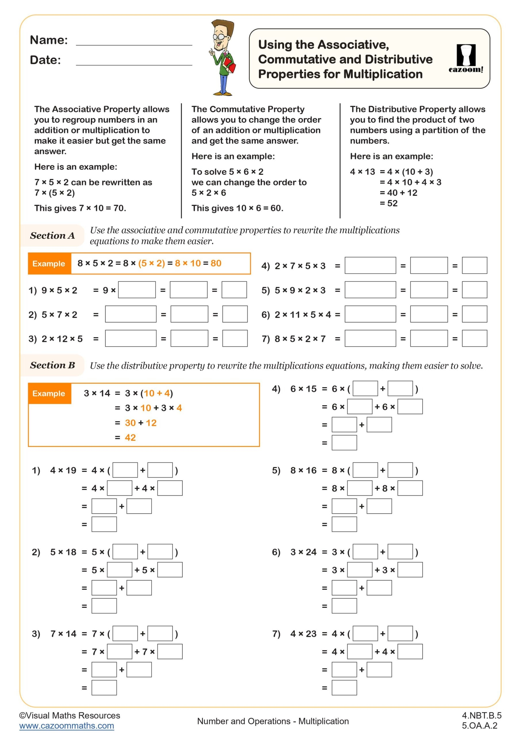 Using The Associative Commutative And Distributive Properties For 