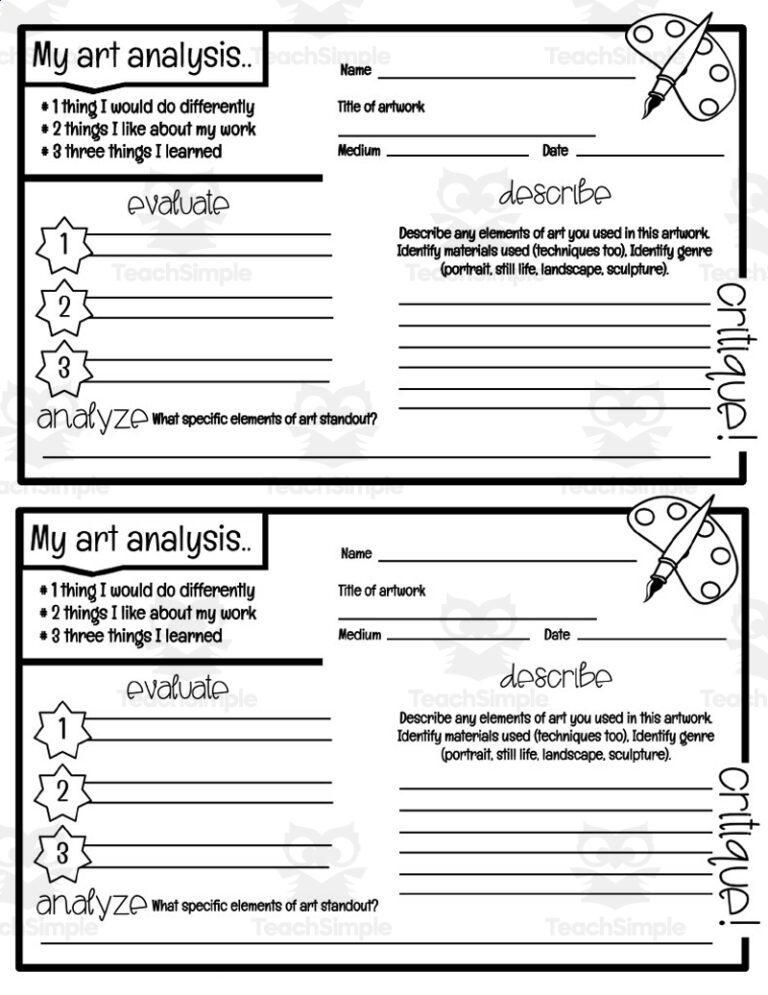 Visual Art Critique Worksheets Punch Cards Worksheets Library