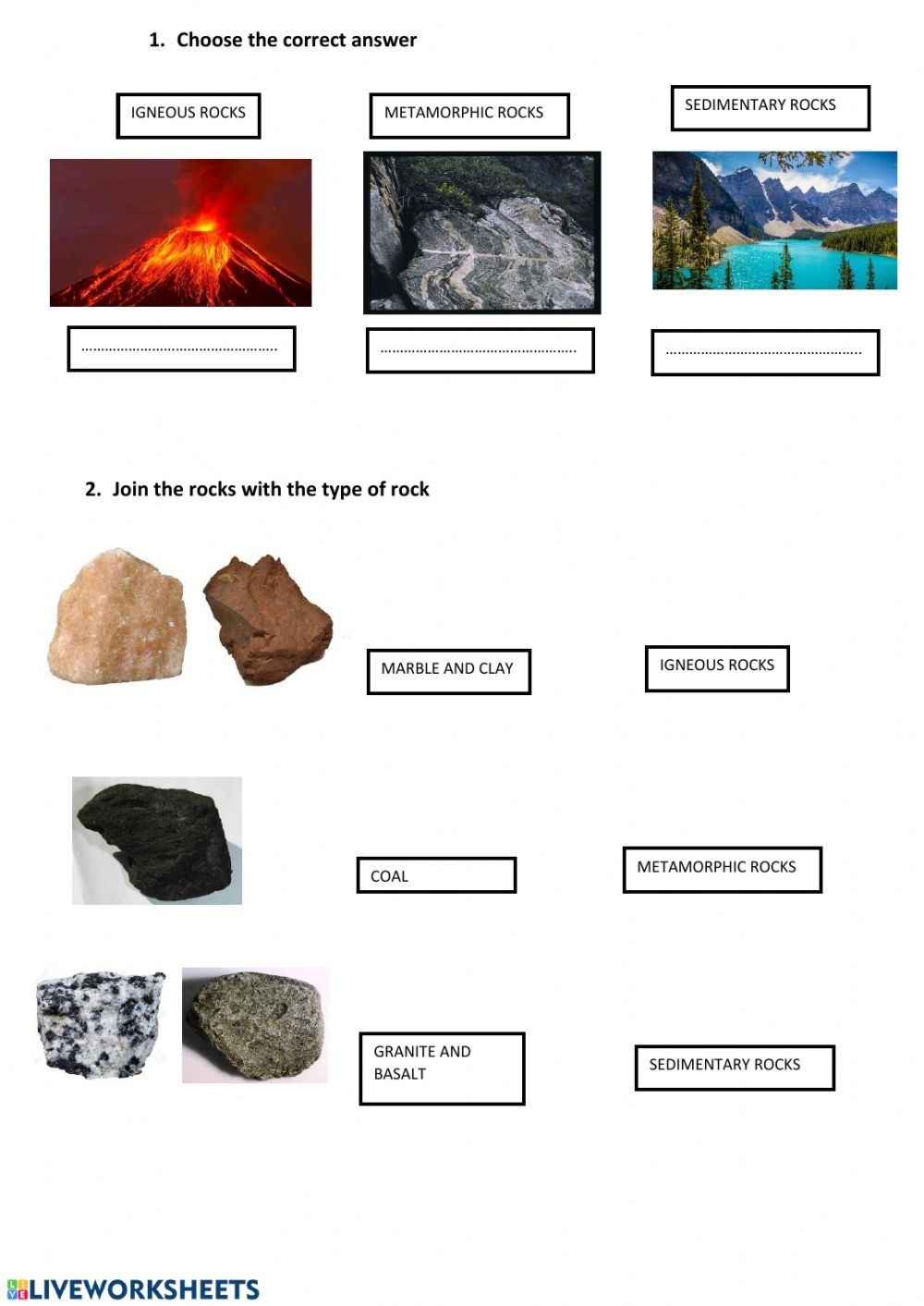 Volcanoes And Types Of Rocks Interactive Worksheet Rock Types Worksheets Library