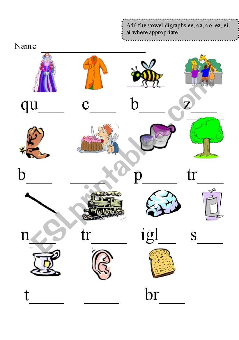 Vowel Digraphs ESL Worksheet By Johnnym