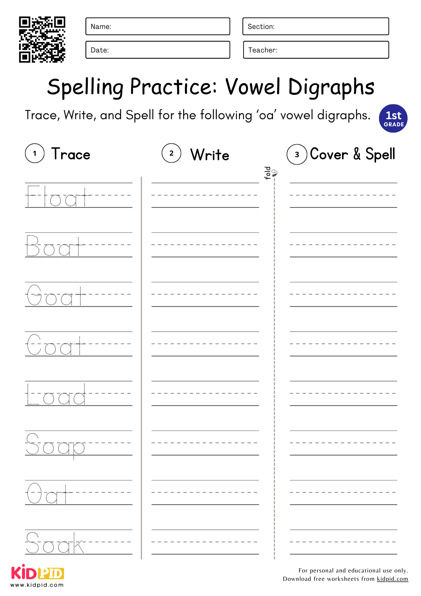 Vowel Digraphs Worksheet For Grade 1 Kidpid