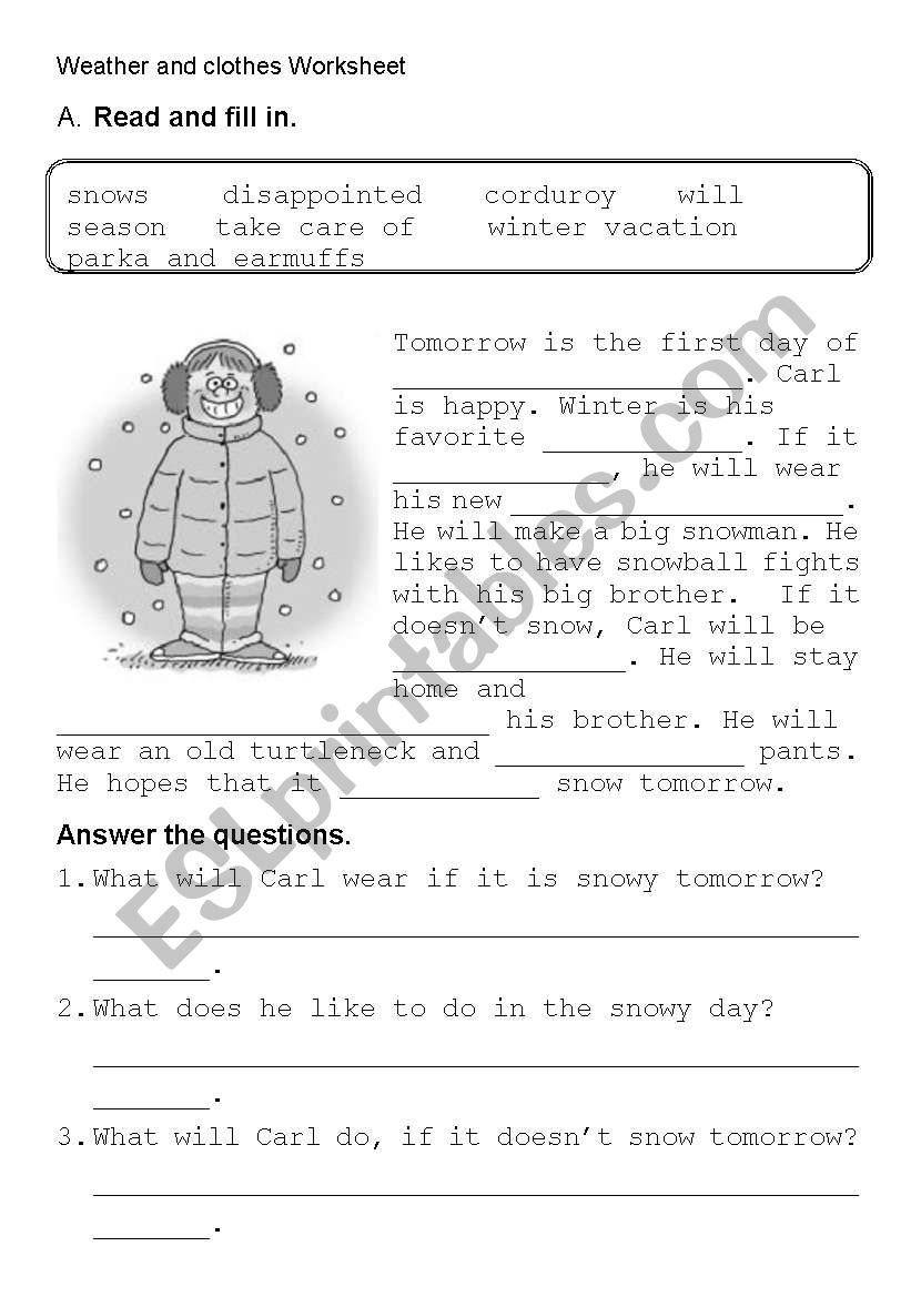 Free Weather Reading Comprehension Worksheets