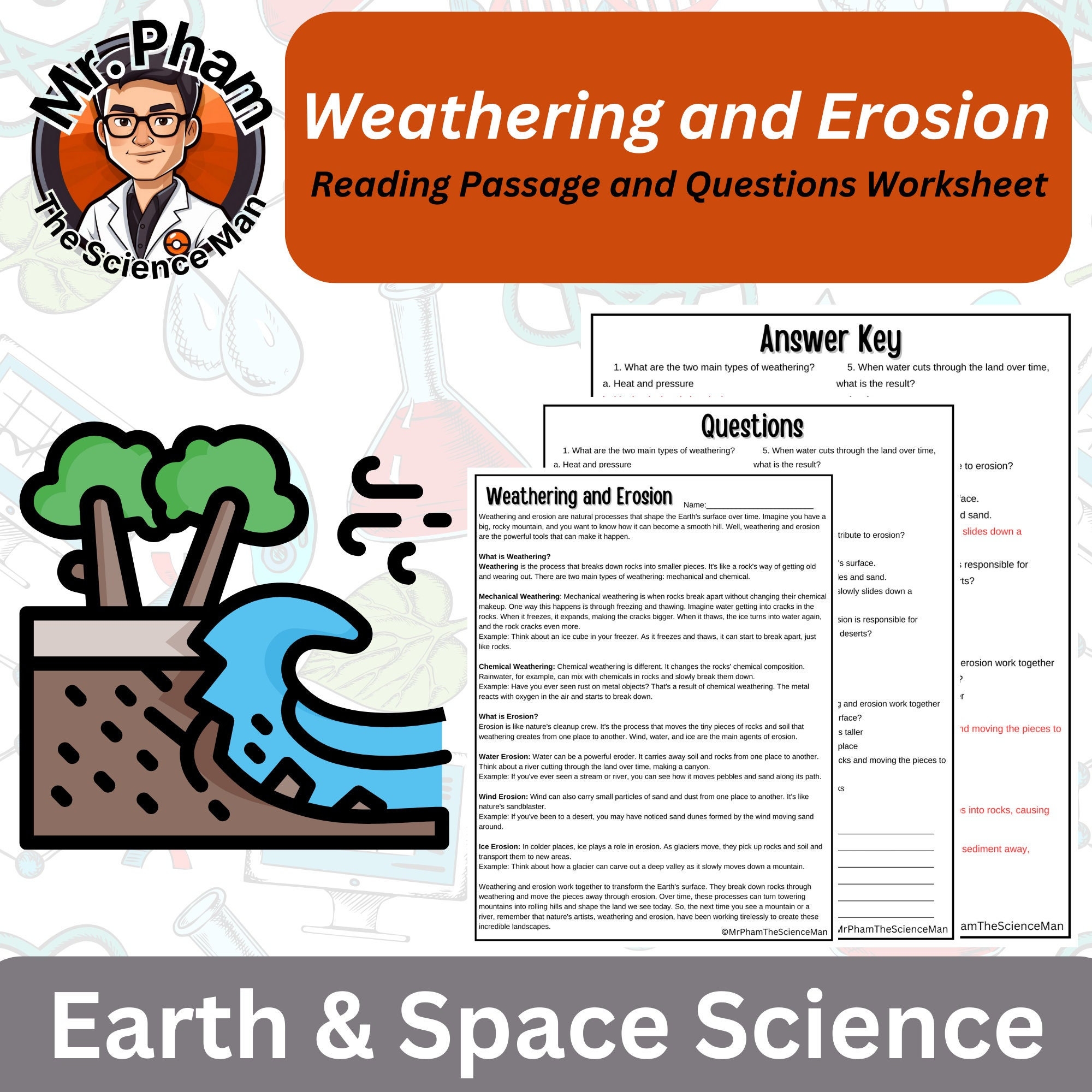 Weathering And Erosion Reading Passage And Questions Worksheet