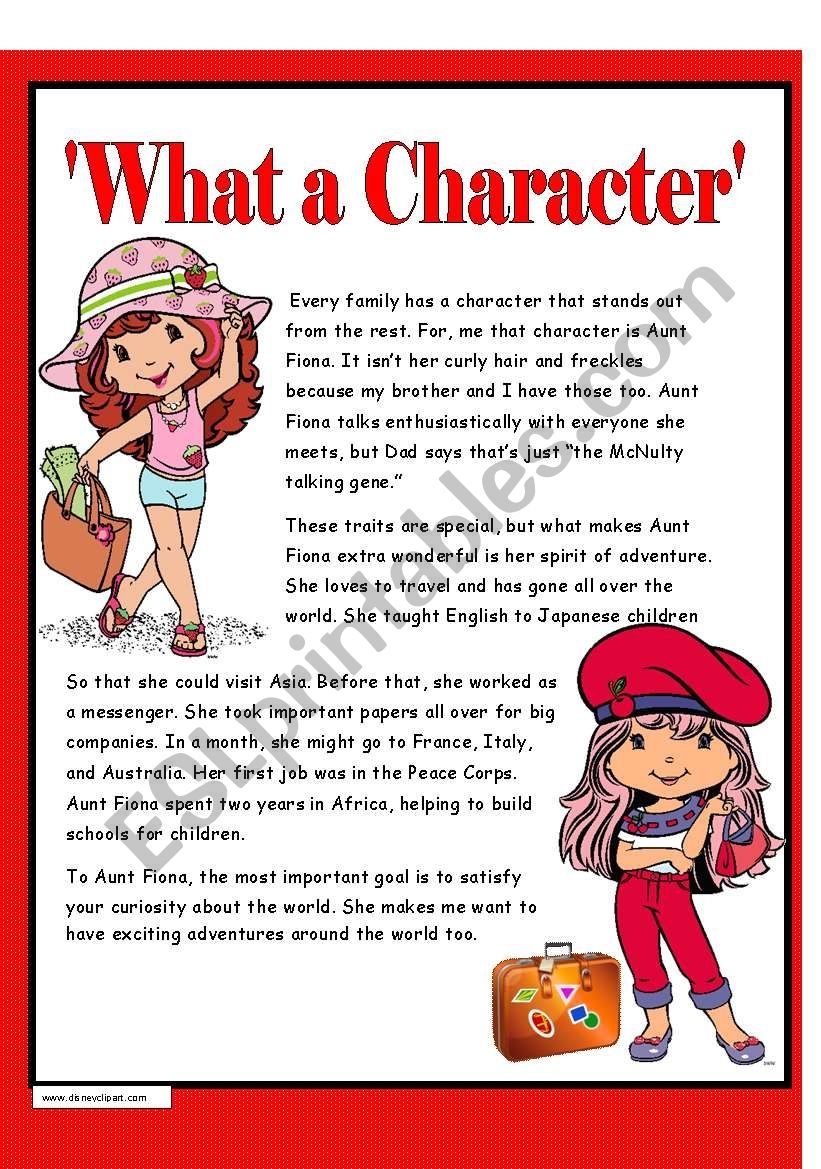 What A Character Reading Comprehension ESL Worksheet By Worksheets Library