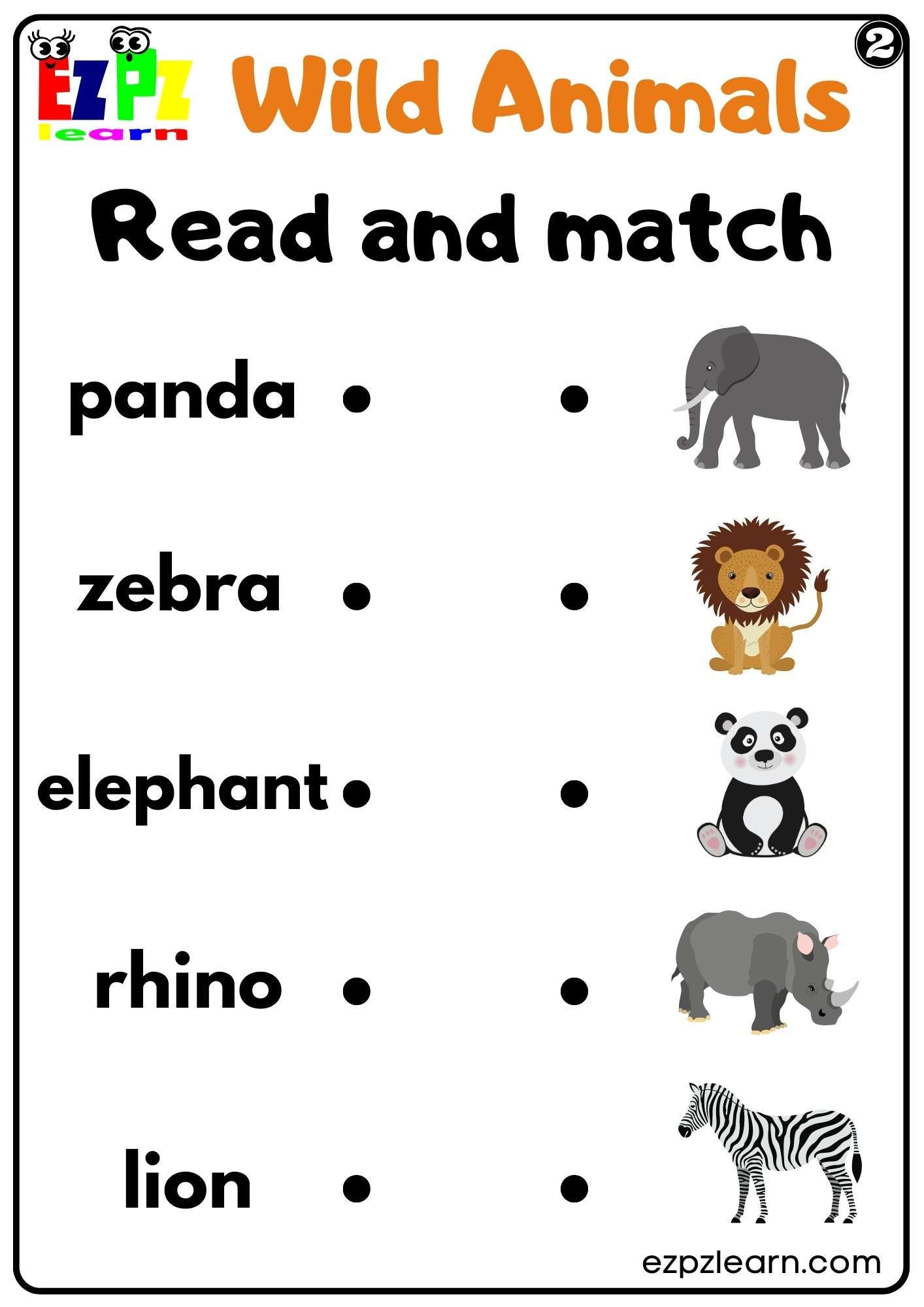 Wild Animals Ezpzlearn Worksheets Library