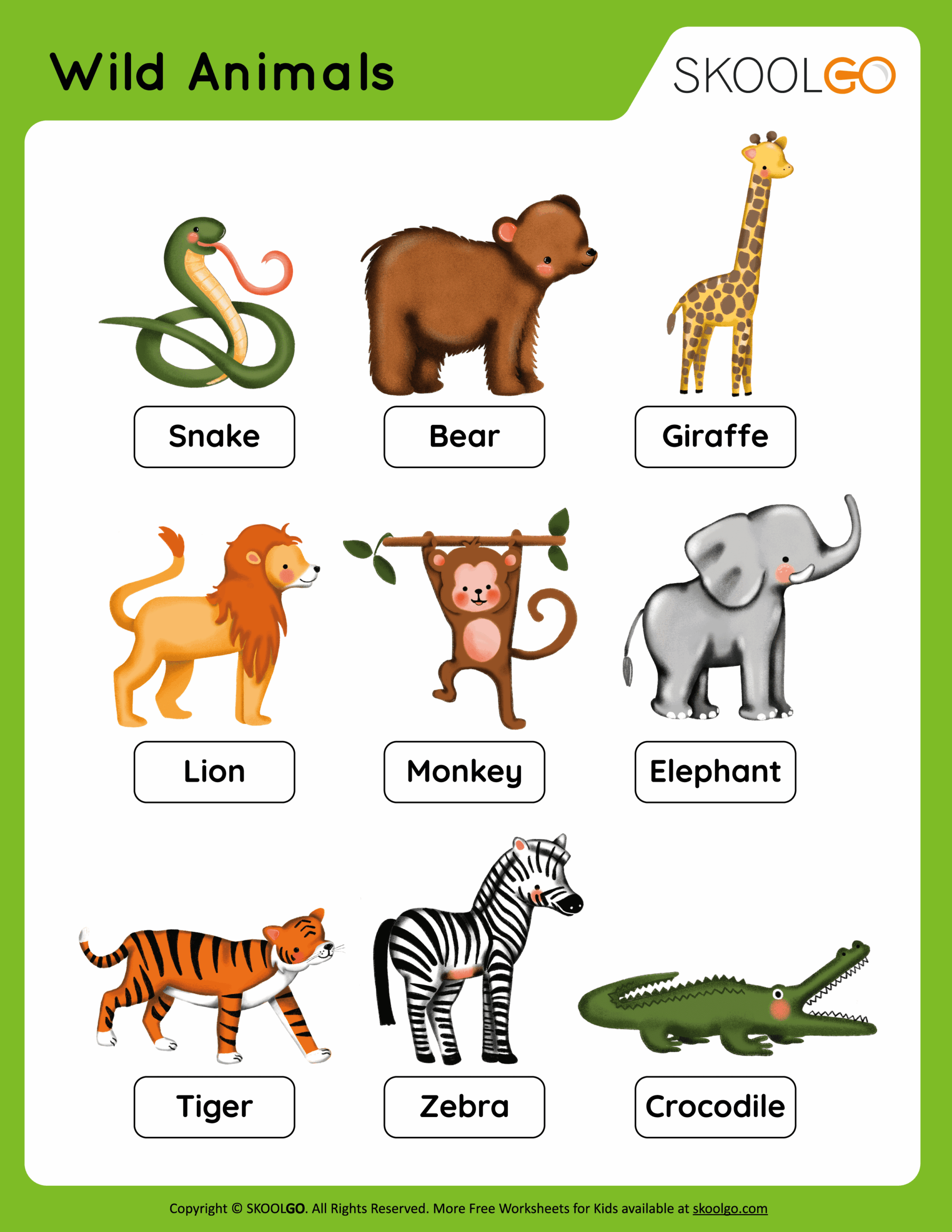 Wild Animals Free Worksheet SKOOLGO