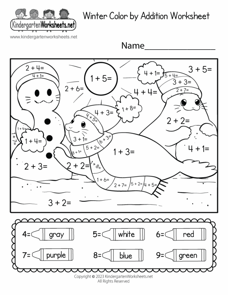 Winter Color By Addition Worksheet Free Printable Digital U0026 PDF