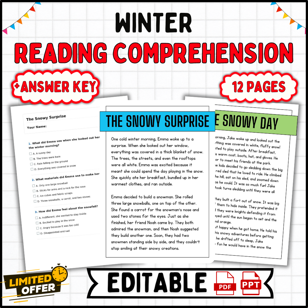 Winter Reading Comprehension Passages 2nd Grade Activities 