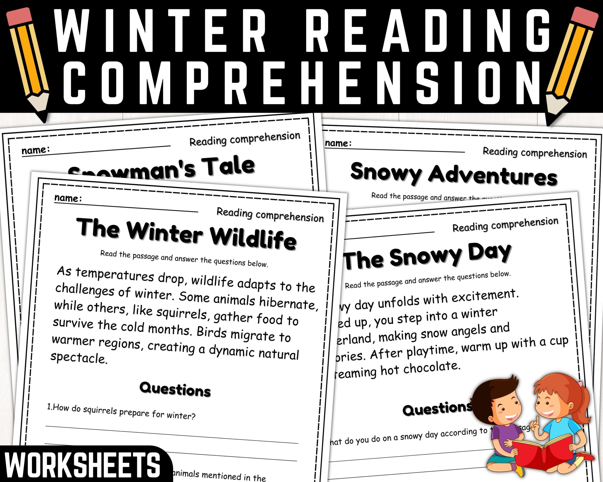 3rd Grade Reading Comprehension Passages Worksheets