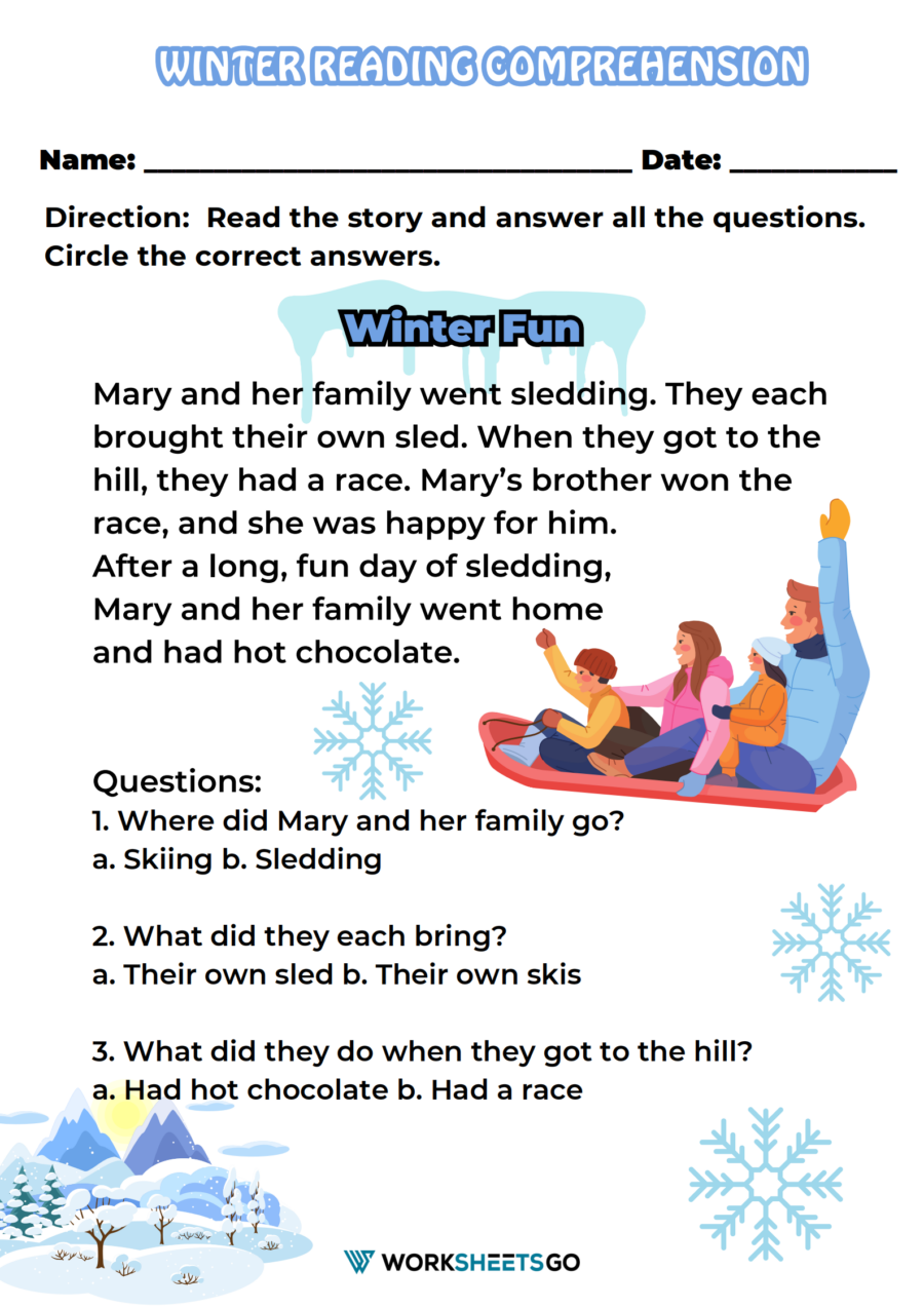 Fun Reading Comprehension Worksheets 6th Grade