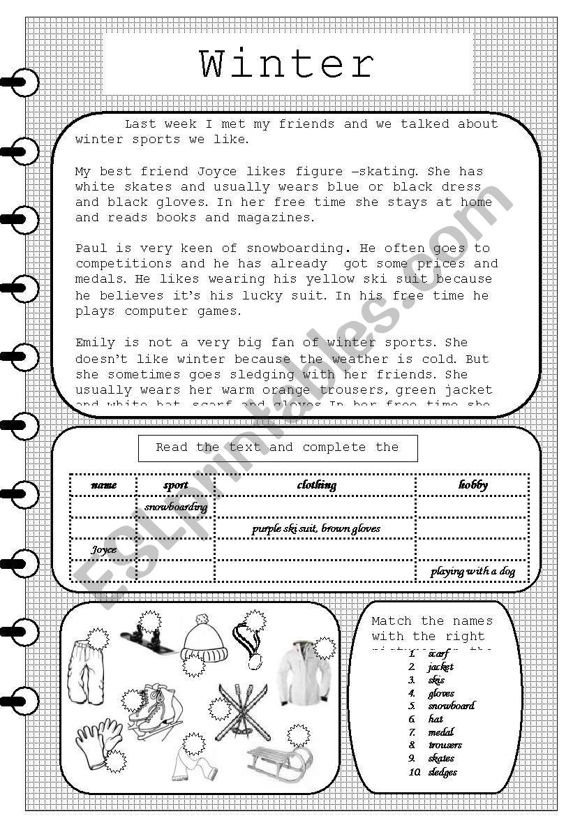 Winter Sports editable With Key ESL Worksheet By MJMIsa