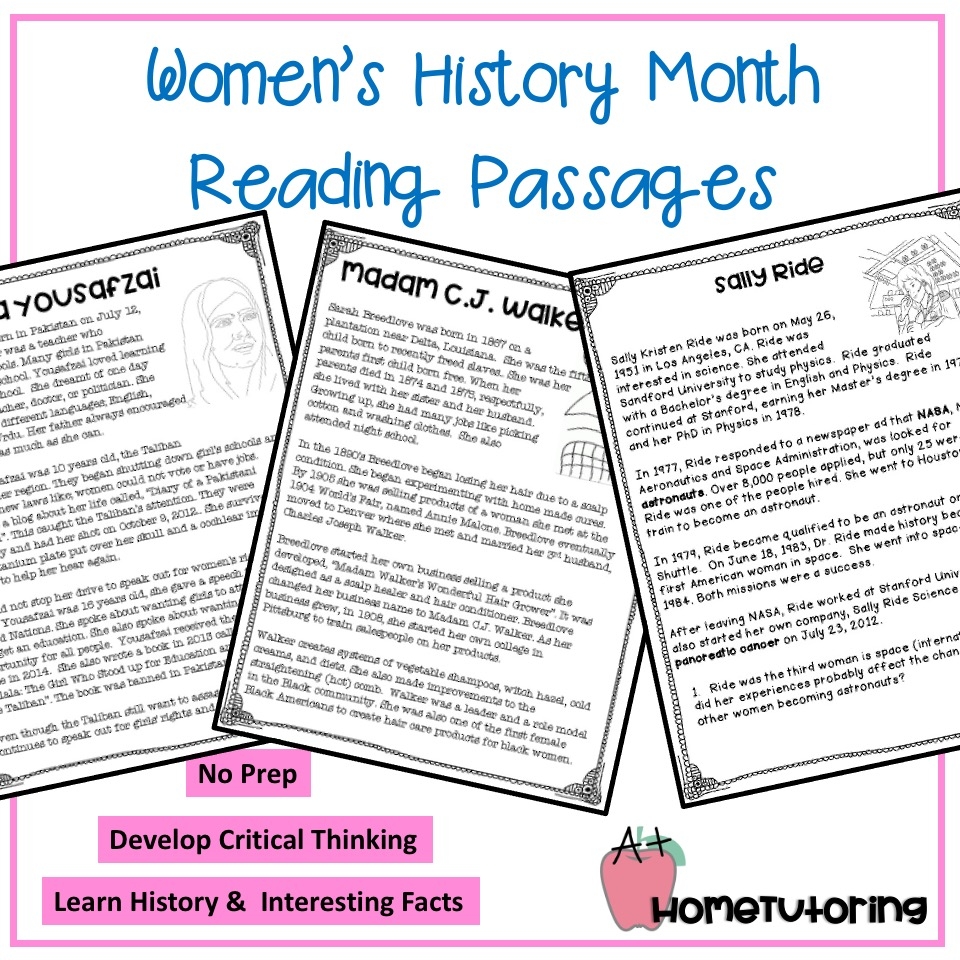 Women s History Month Comprehension Passages Gr 2 5 Classful