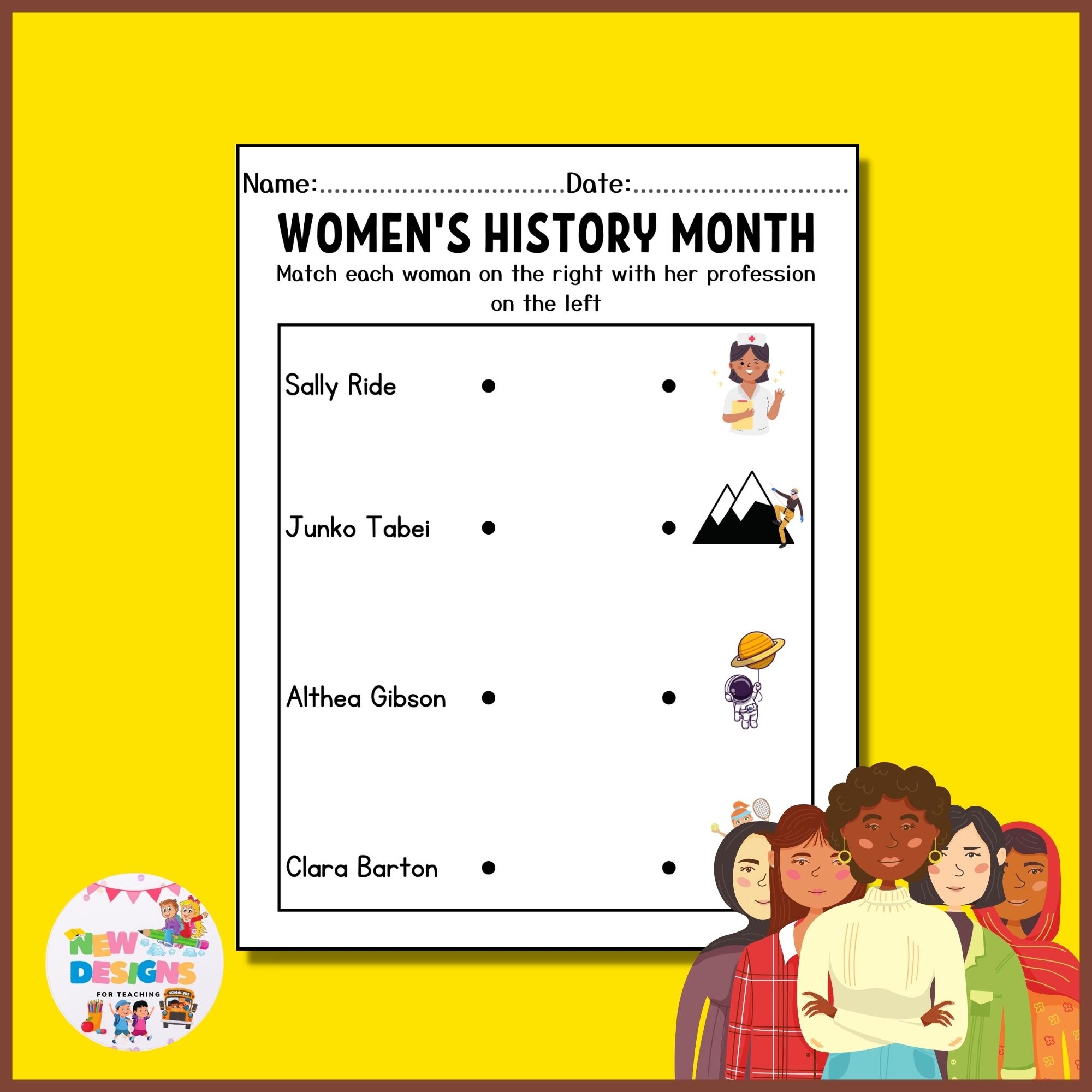Women s History Month Matching Game Activity Printable 