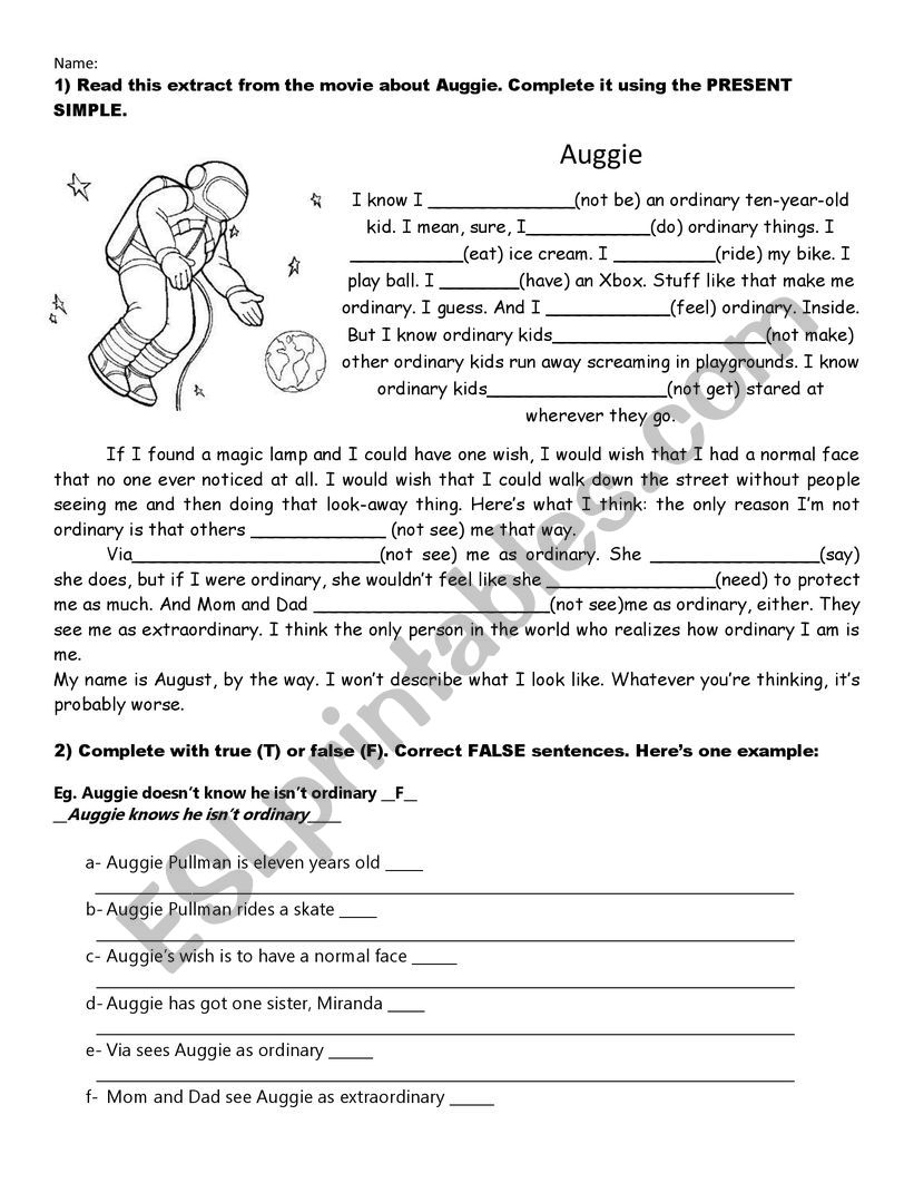 Wonder Free Printable Worksheets