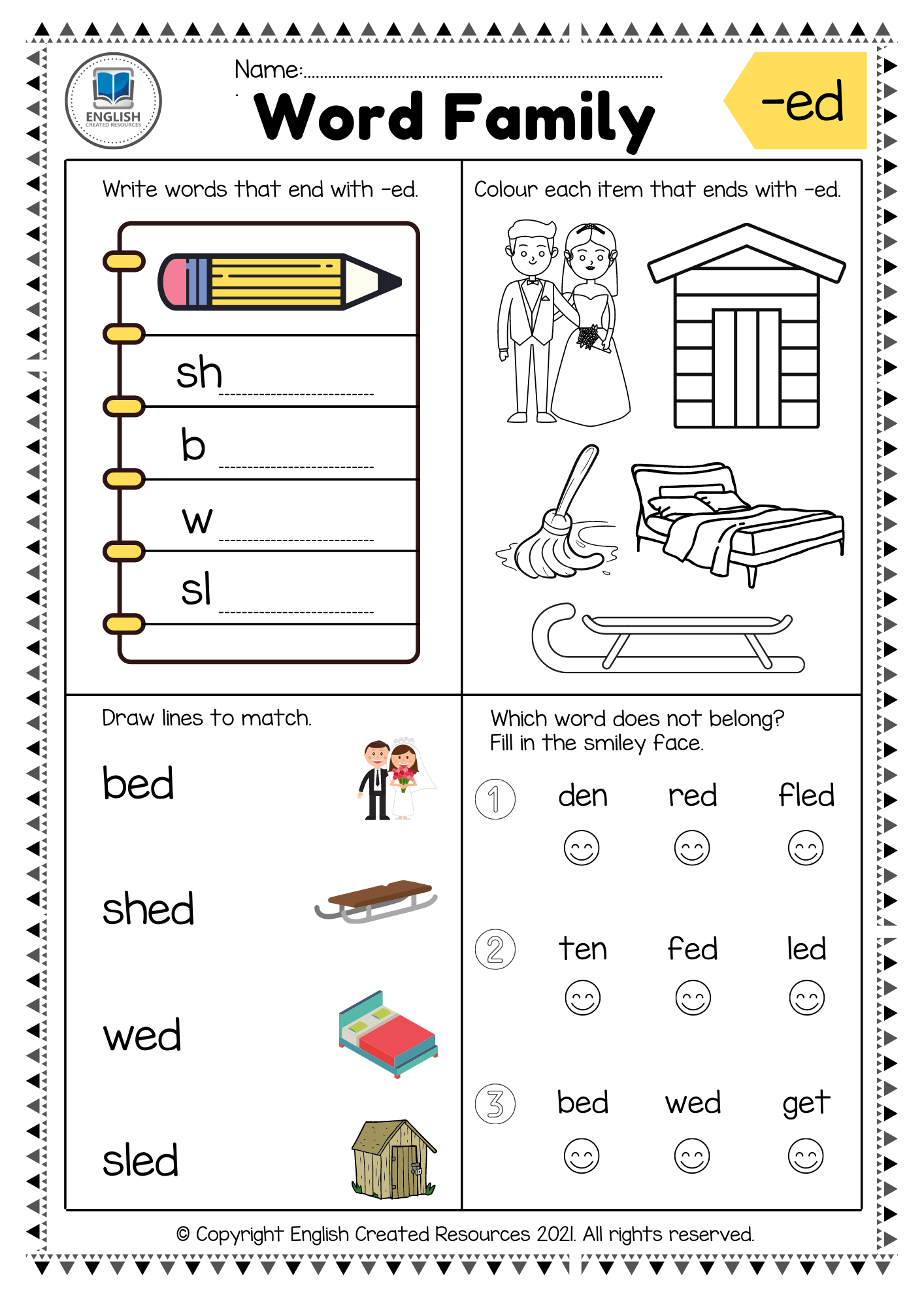 Word Family Worksheets Part One English Created Resources Word Family Worksheets Part One English Created Resources
