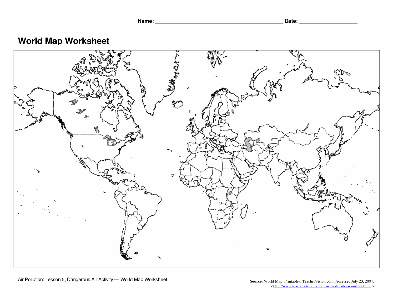 World Map Worksheet Blank World Map Free Printable World Map 