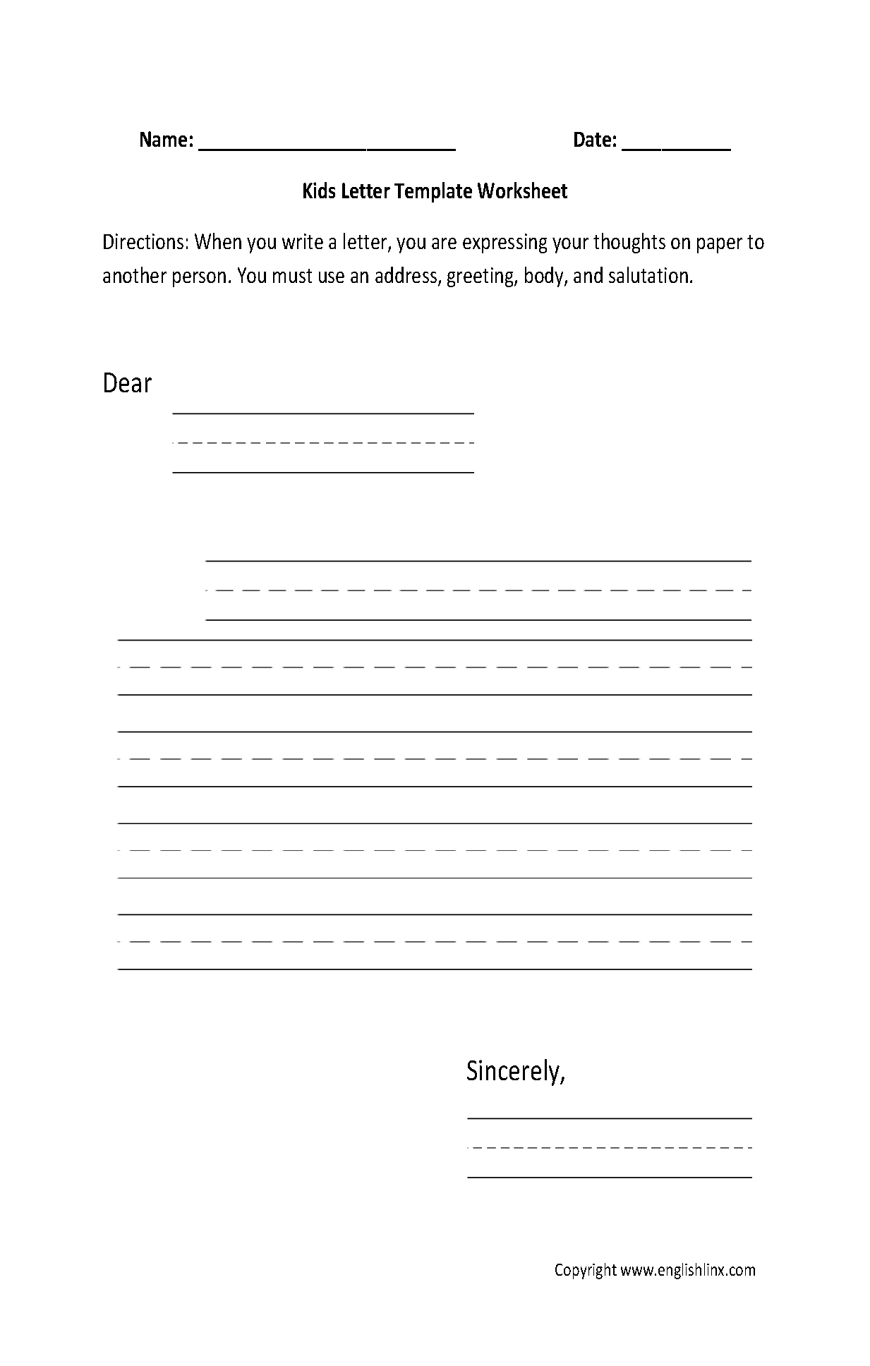 Writing Worksheets Letter Writing Worksheets